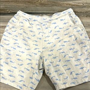 Shark Print Shorts Old Navy sz 14-16 XL Boys/Teen in White and Blue